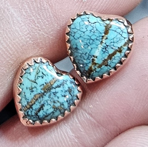 Copper Cloud Mountain Turquoise heart studs