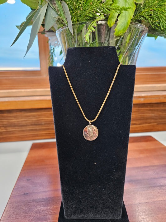 Gold-filled wheat coin on 16", 1.85mm G.F. wheat chain