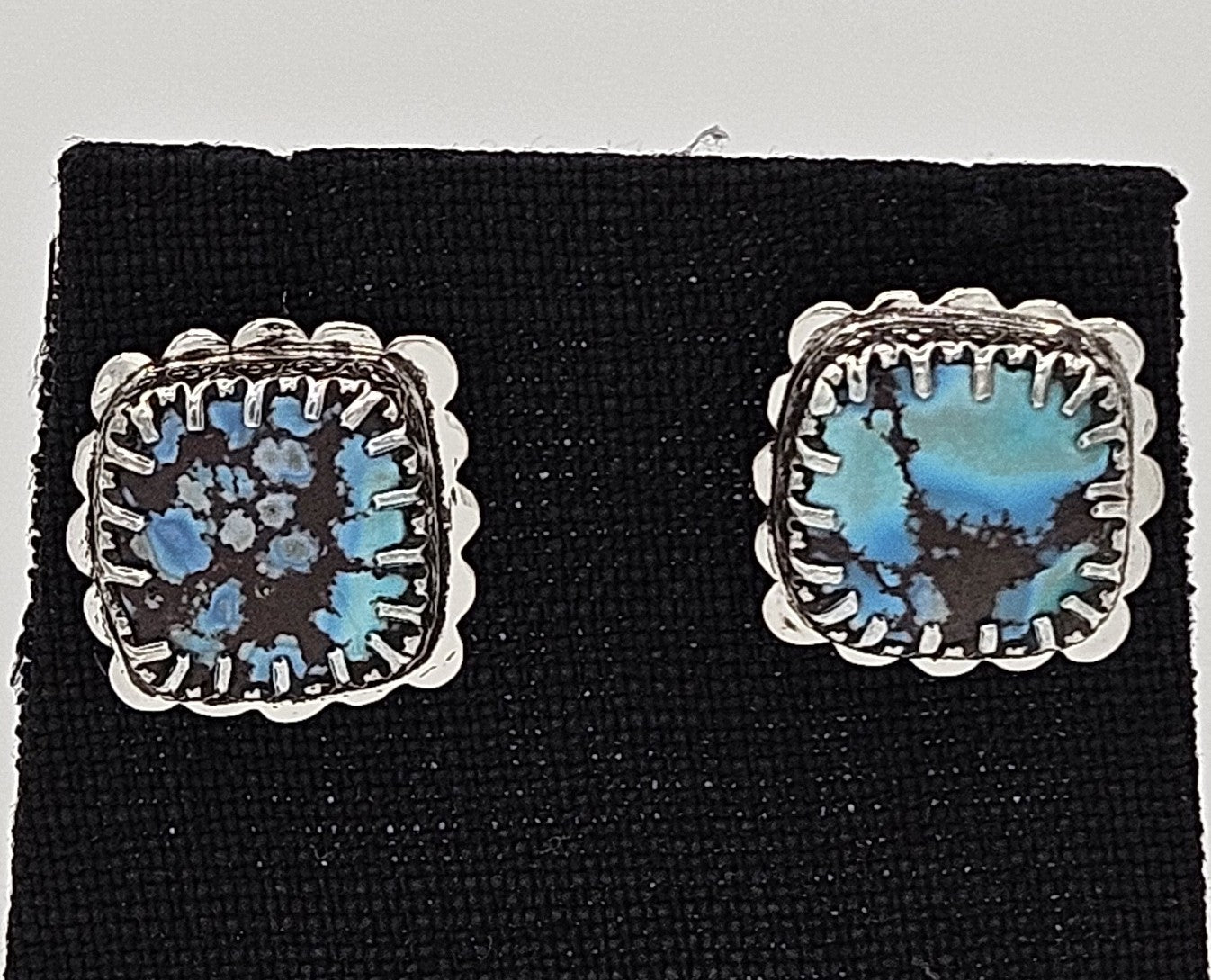 Golden Hills turquoise and sterling silver fancy square post earrings
